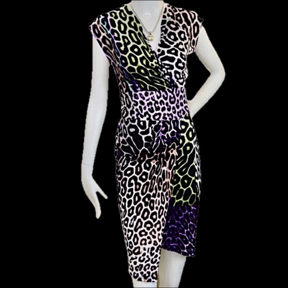 🆕🏷️ Multicolor animal print asymmetrical dress. by Roberto Cavalli - Picture 5 of 15
